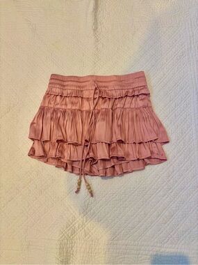 Flannel Dusty Rose Elastic Waist Ruffle Skort